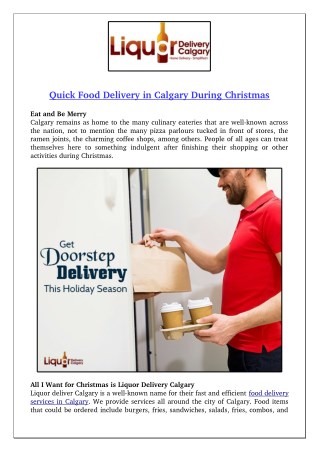 Quick Food Delivery in Calgary During Christmas
