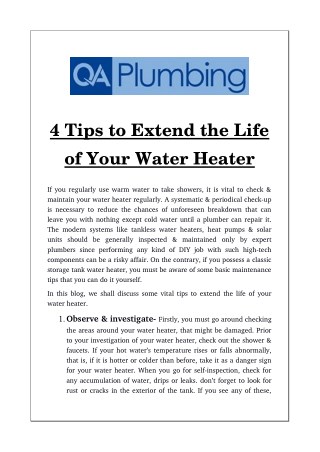 4 Tips to Extend the Life of Your Water Heater