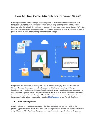 How To Use Google AdWords For Increased Sales?