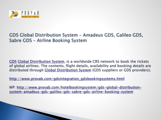 GDS Global Distribution System – Amadeus GDS, Galileo GDS