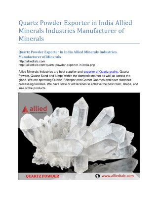 Quartz Powder Exporter in India Allied Minerals Industries Manufacturer of Minerals