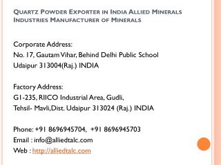 Quartz Powder Exporter in India Allied Minerals Industries Manufacturer of Minerals