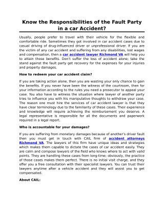 Know the Responsibilities of the Fault Party in a car Accident?