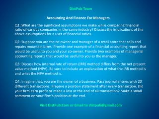 Annamalai Study Material by DistPub – Accounting And Finance For Managers