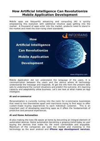 How Artificial Intelligence Can Revolutionize Mobile Application Development
