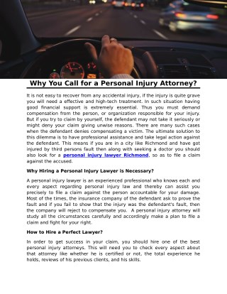 Why You Call for a Personal Injury Attorney?