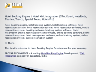 Hotel Booking Engine / Hotel XML integration (GTA, Kuoni