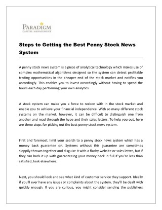 Steps to Getting the Best Penny Stock News System