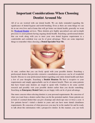 Important Considerations When Choosing Dentist Around Me