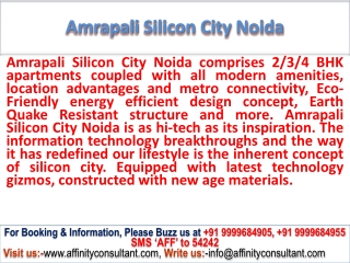 Amrapali Silicon City Noida @ 09999684955 @ sec - 76 : noida