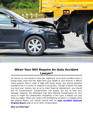 When Your Will Require An Auto Accident Lawyer?