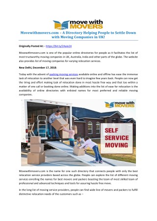 Movewithmovers.com – A Directory Helping People to Settle Down with Moving Companies in UK!