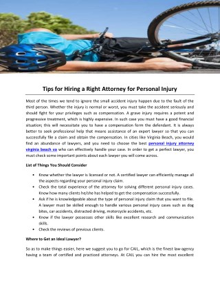 Tips for Hiring a Right Attorney for Personal Injury