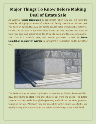 Major Things To Know Before Making Deal of Estate Sale!