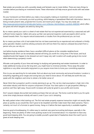Suggestions On Purchasing Real-estate