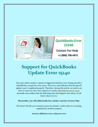 Support for QuickBooks Update Error 15240