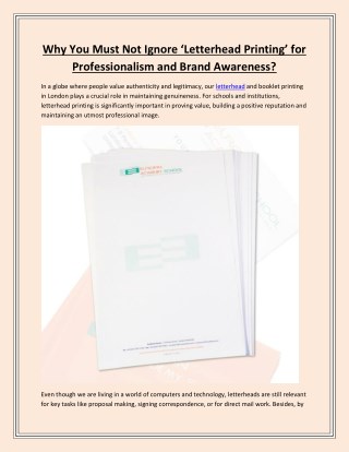 Why You Must Not Ignore ‘Letterhead Printing’ for Professionalism and Brand Awareness?