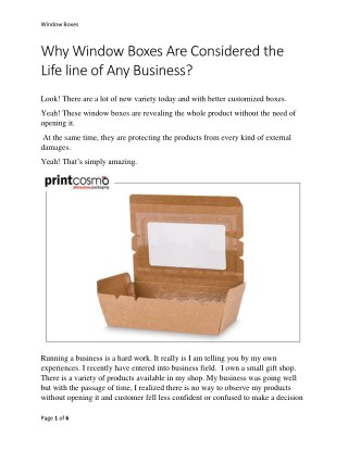 Why Window Boxes Are Considered the Life line of Any Business