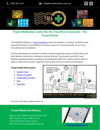 Travel Medication Centre for the Travellers in Australia - The Travel Doctor