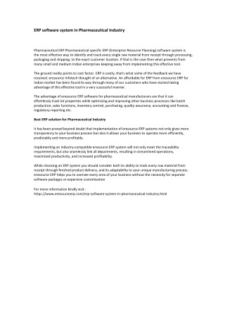 ERP software system in Pharmaceutical Industry