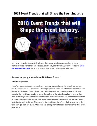 2018 Event Trends that will Shape the Event Industry