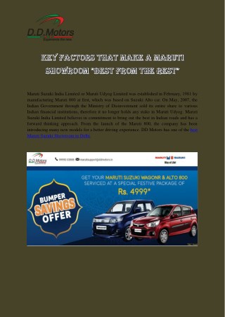 Key factors that make a Maruti showroom "Best From The Rest"