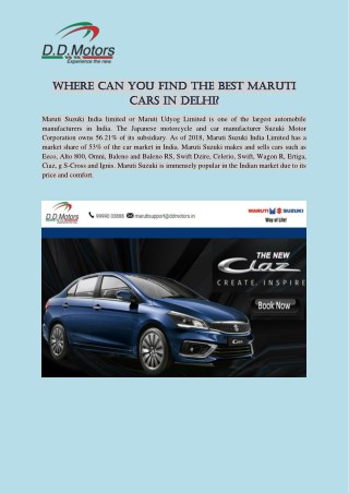 Where Can You Find the Best Maruti Cars in Delhi?