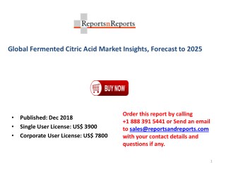 Global Fermented Citric Acid Industry Sales, Revenue, Gross Margin, Market Share, by Regions - 2018-2025