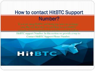 How to contact HitBTC Support Number?