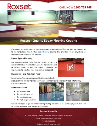 Roxset - Quality Epoxy Flooring Coating