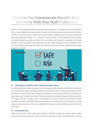 How Can You Communicate Possible Risks Effectively With Your Staff? - Altronix