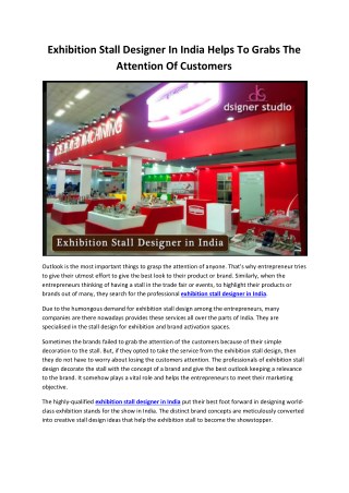 Exhibition Stall Designer In India Helps To Grabs The Attention Of Customers