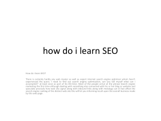 How do i learn SEO?