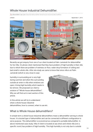 What is whole house dehumidifier ? #Dehumidifier