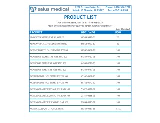 Rx Products Catalog - Salus Medical LLC | Pharmaceutical Wholesaler USA