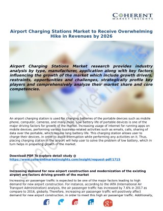 Airport Charging Stations Market to Receive Overwhelming Hike in Revenues by 2026