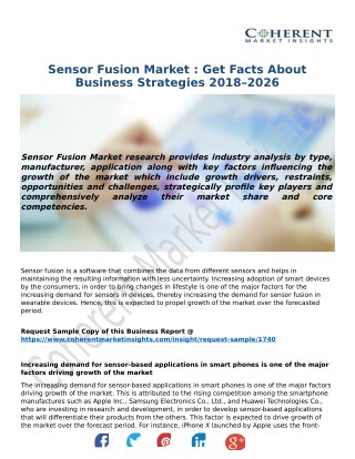 Sensor Fusion Market : Get Facts About Business Strategies 2018–2026