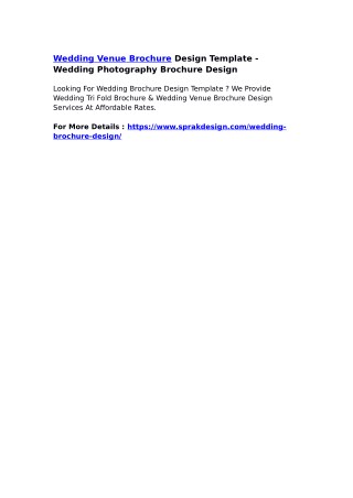 Wedding Venue Brochure Design Template - Wedding Photography Brochure Design