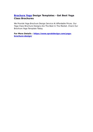 Brochure Yoga Design Templates - Get Best Yoga Class Brochures
