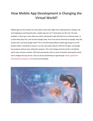 How mobile app development is changing the virtual world