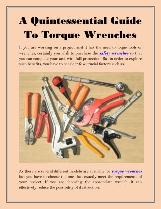 A Quintessential Guide To Torque Wrenches