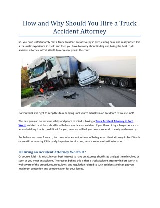 How and Why Should You Hire a Truck Accident Attorney