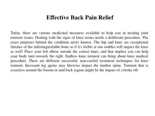 Effective Back Pain Relief