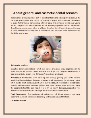 About general and cosmetic dental services