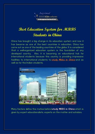 Best Education System for MBBS Students in China