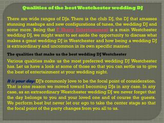 Qualities of the best Westchester wedding DJ