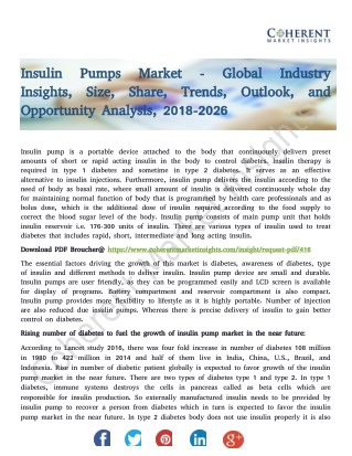 Insulin Pumps Market - Global Industry Insights, Size, Share, Trends, Outlook, and Opportunity Analysis, 2018-2026