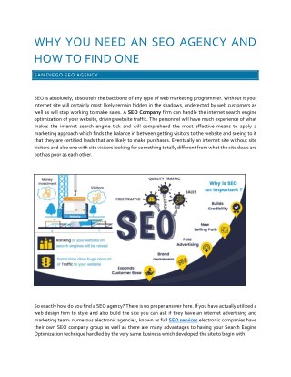 WHY YOU NEED AN SEO AGENCY AND HOW TO FIND ONE