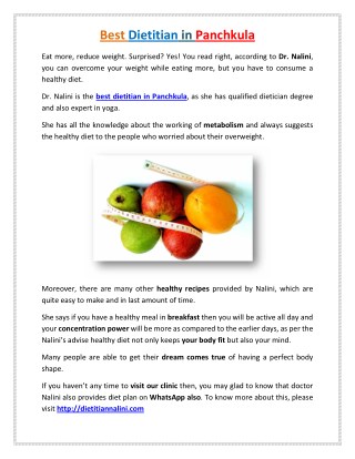 Best Diet Consultant in Mohali