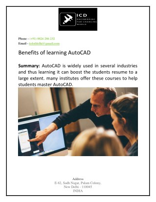 Benefits of learning AutoCAD